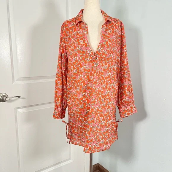 J.Crew Cotton voile tunic cover-up with side ties in brilliant blooms si… - Picture 5 of 14